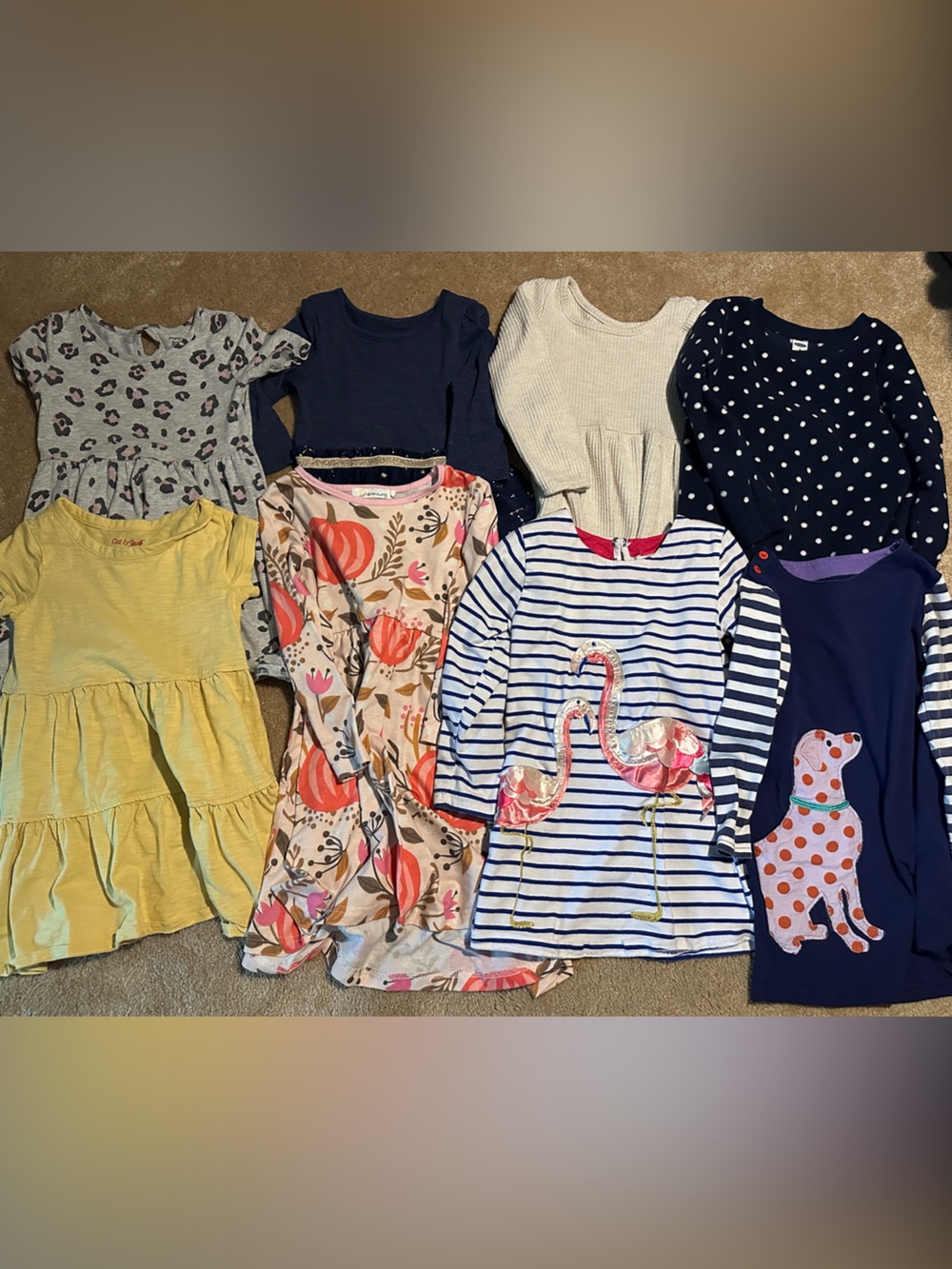Girls Mixed Dresses - Yellow, Navy, Pink, Cream, Striped
